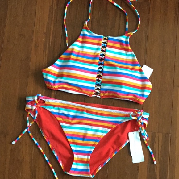 bright striped bikini